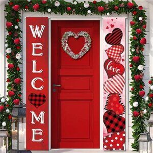 Front Porch 2 Pcs Valentine's Day Door Banner Decoration Hanging
